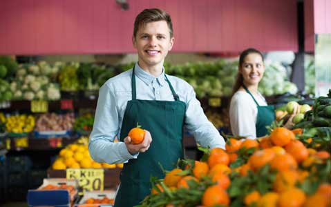 Man working in grocery store