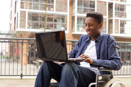 Student working on laptop