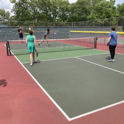 participants playing pickelball