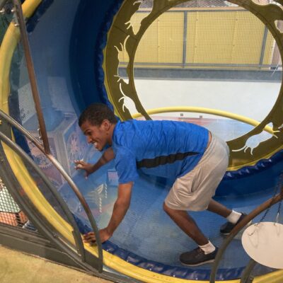 participant running in a tunnel